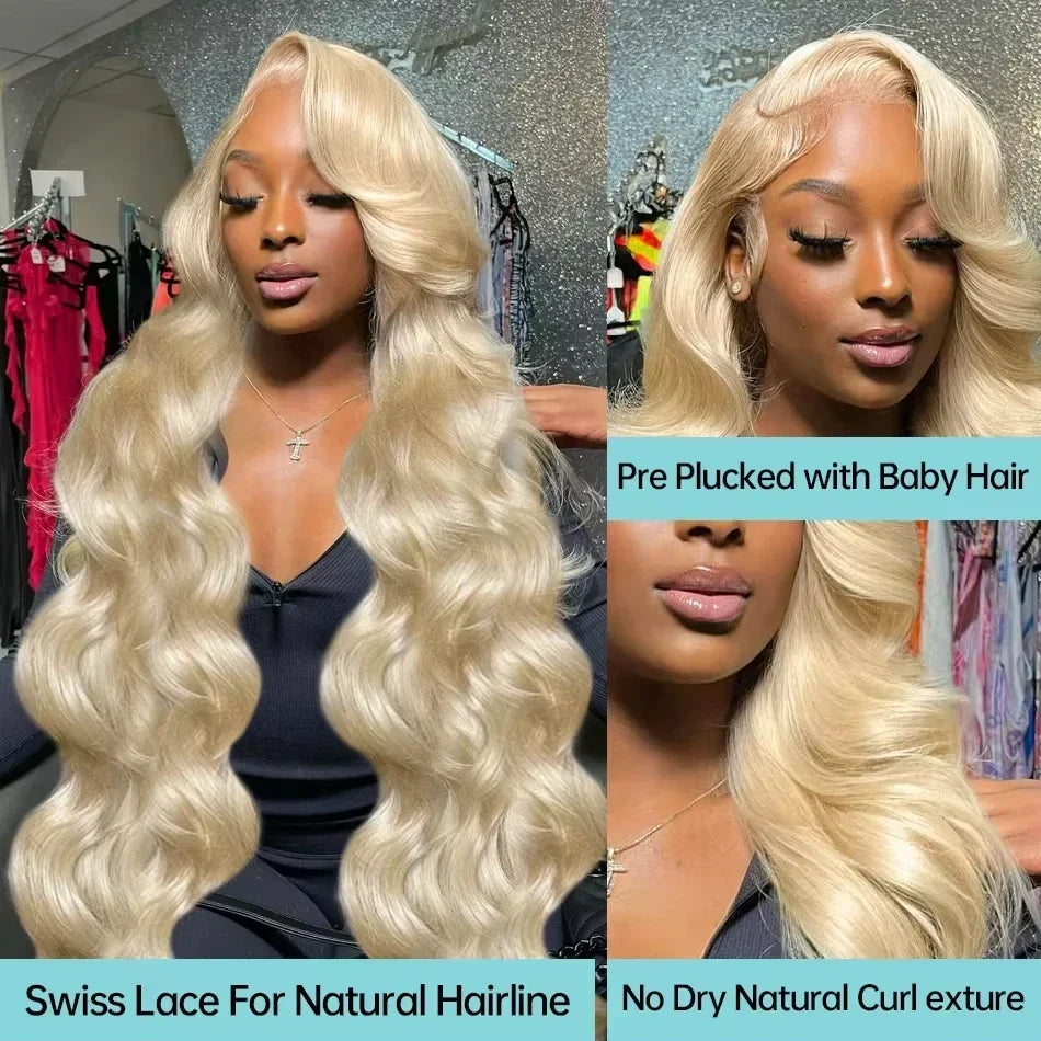 Blonde Body Wave Lace Front Wig HD Transparent Lace 13x6 Human Hair Wig 613 Pre Plucked Full Frontal Wigs For Black Women
