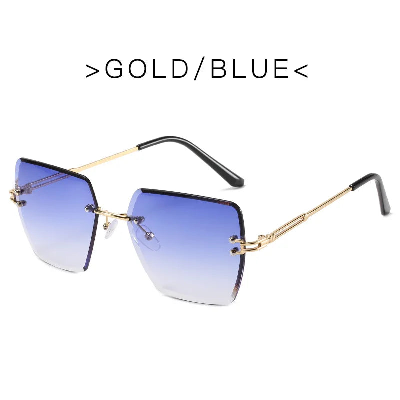 2024 Trendy Polygonal Gradient Men Sunglasses New Frameless Cut Edge Sunglasses for Women Sunscreen and Shading Sunglasses