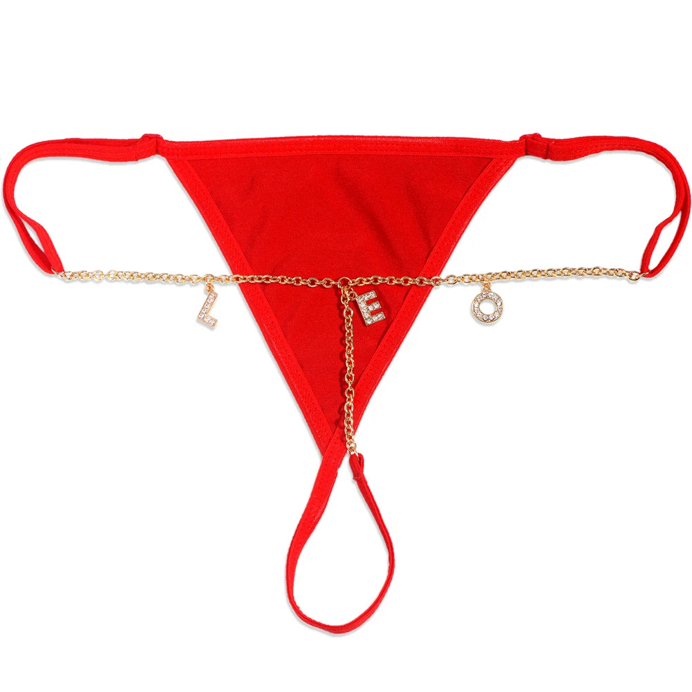 Colorful Customized Thong A-Z Letter Name Waist Body Chain For Women Sexy Underwear Bikini Panties DIY Body Jewelry Dropshipping
