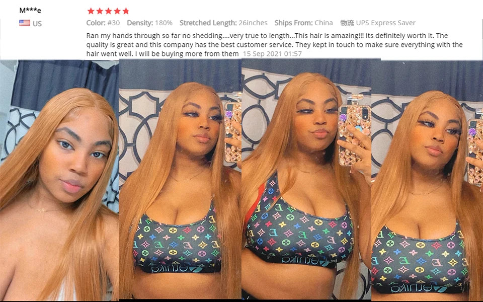 Honey Blonde Colored 13x6 Lace Front Wigs Human Hair Ginger Blonde Straight Lace Front Wigs #27 Colored Transparent Lace Wig