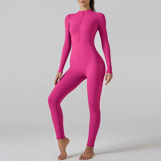 Yoga Set Women's Jumpsuits One-Piece Suit Leggings Zipper Long Sleeve Gym Push Up Workout Clothes Fitness Bodysuit Sportswear
