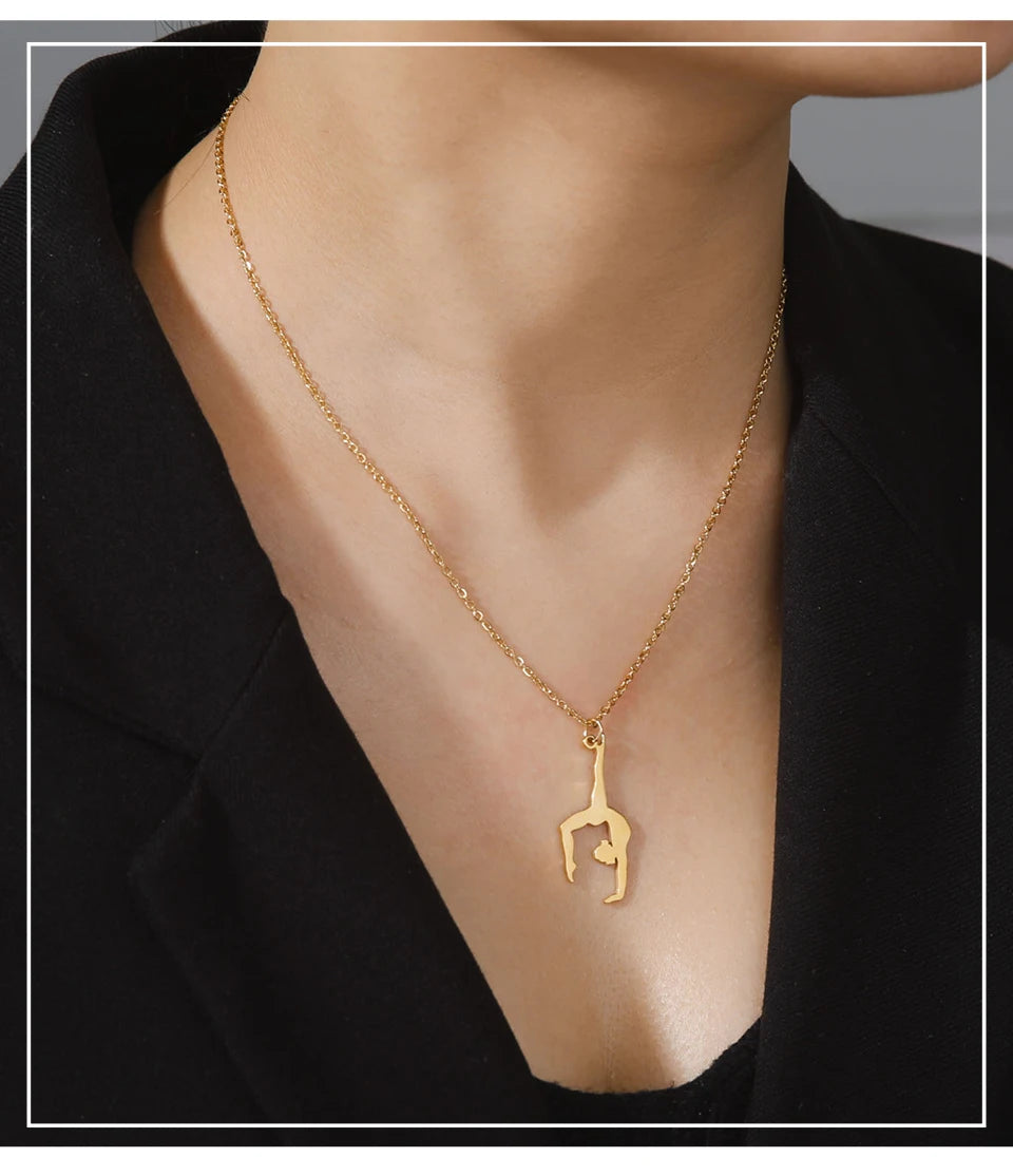 Rhythmic Gymnastics Necklace Women Trend 2025 Gymnast Stainless Steel Jewelry BFF Dancer Girl Sport Accessories Mother Day Gift