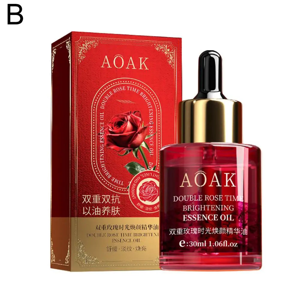 30ml Double Rose Petal Radiance Essence Oil Facial Care Tightening Moisturizing Ginseng Essential Oil Face Serum Korean Skin Car