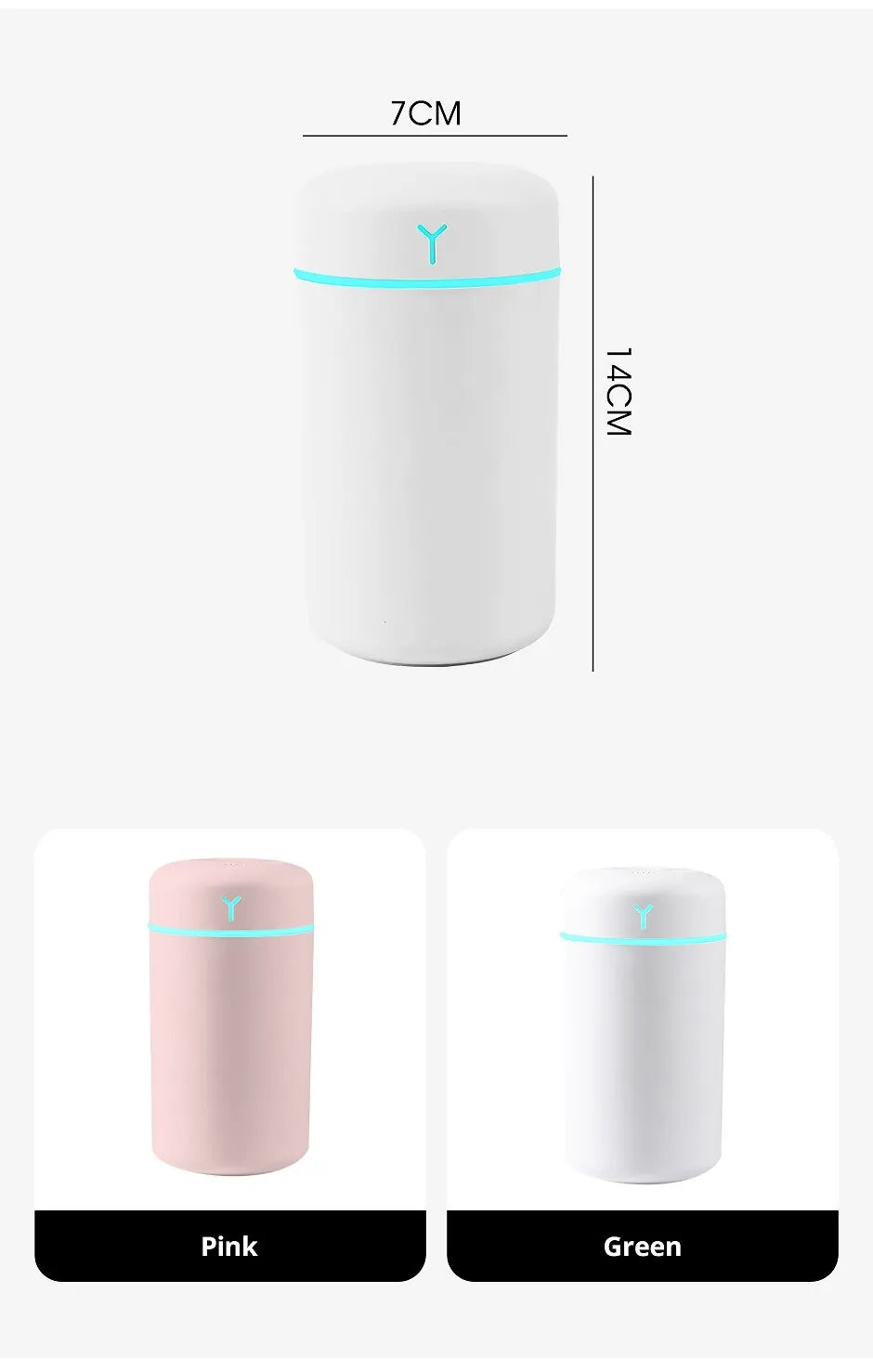 1 PCS Portable 390ml Air Humidifier Aromatherapy Humidificador For Home Car USB Sprayer With LED Color Night Lamp Purifier