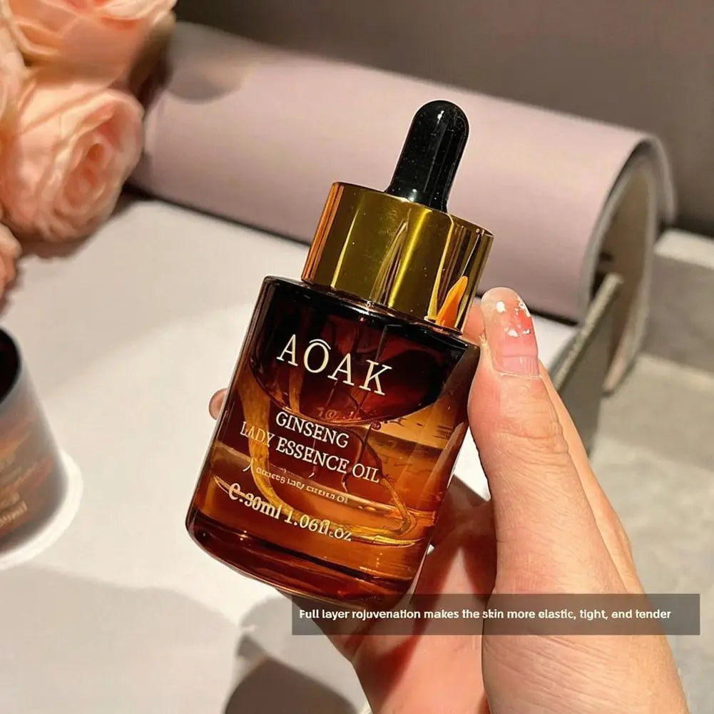 30ml Double Rose Petal Radiance Essence Oil Facial Care Tightening Moisturizing Ginseng Essential Oil Face Serum Korean Skin Car