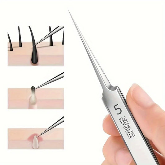 Fine Tip Stainless Steel Acne Clip, Acne Removal Tweezers, Facial Blackhead Extraction Facial Cleansing Skin Care Tools