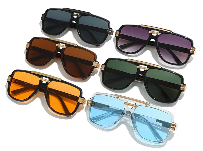 SHAUNA Retro Double Bridges Square Men Sunglasses Fashion Brand Designer Orange Blue Shades UV400 Women Sun Glasses