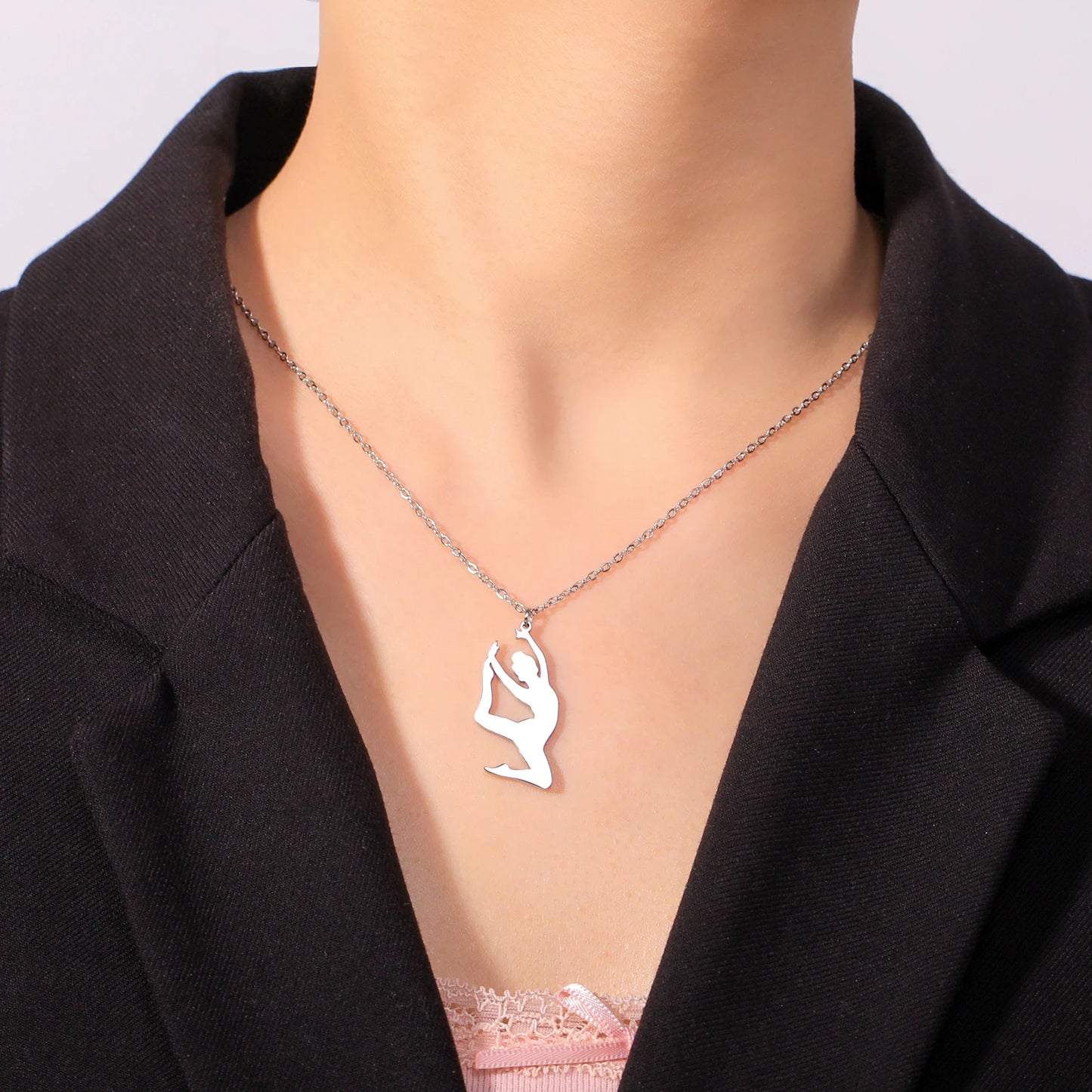 Rhythmic Gymnastics Necklace Women Trend 2025 Gymnast Stainless Steel Jewelry BFF Dancer Girl Sport Accessories Mother Day Gift
