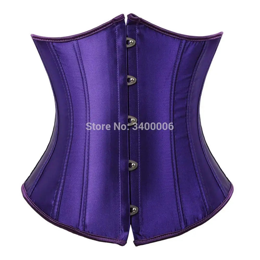 Black Corset Underbust Plus Size Sexy Women With Lacet Bodyshaper Costumes Cincher Ladies Burlesque Corselet Red Green Blue Pink