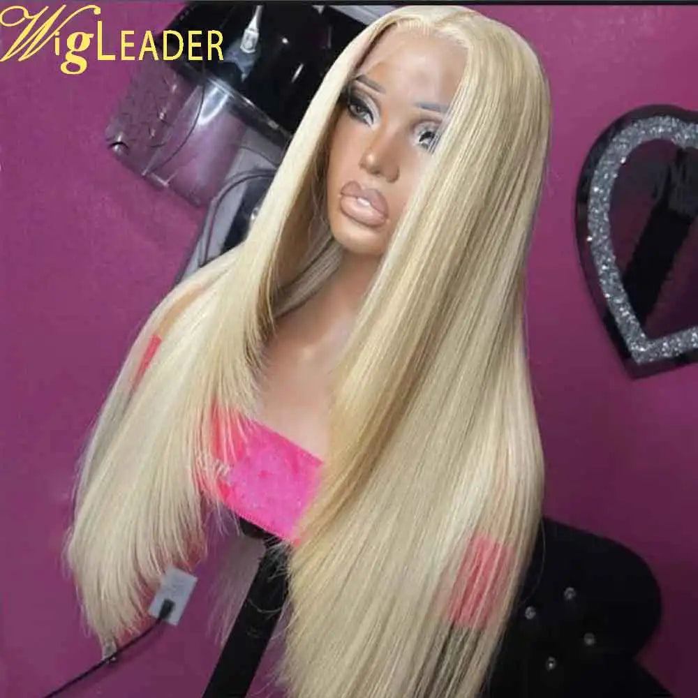 Blonde Layered Cut Synthetic Hair Heat Resistant 13x6 Glueless Lace Front Wigs Preplcuked Hairline Transprent Lace Front Wigs