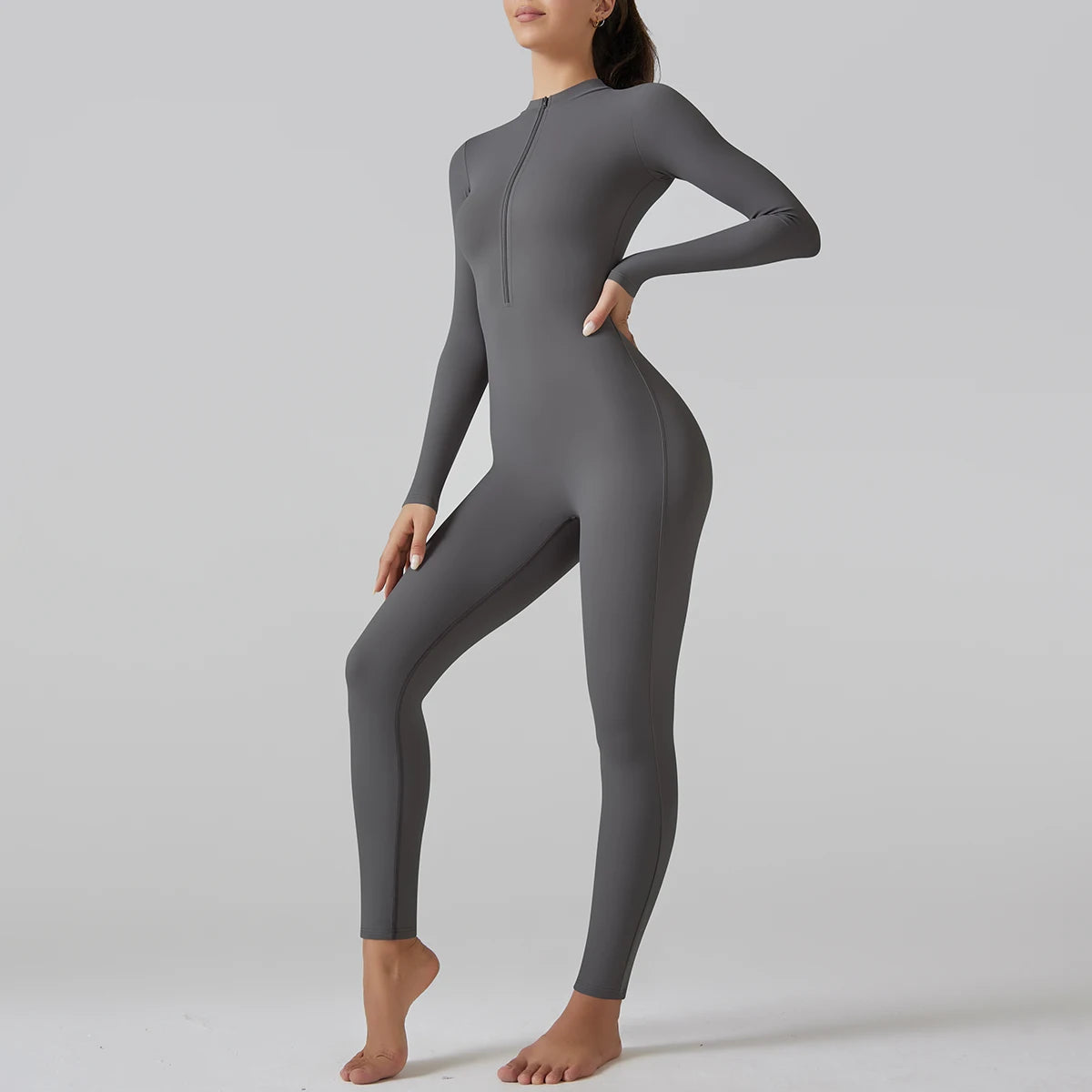 Yoga Set Women's Jumpsuits One-Piece Suit Leggings Zipper Long Sleeve Gym Push Up Workout Clothes Fitness Bodysuit Sportswear