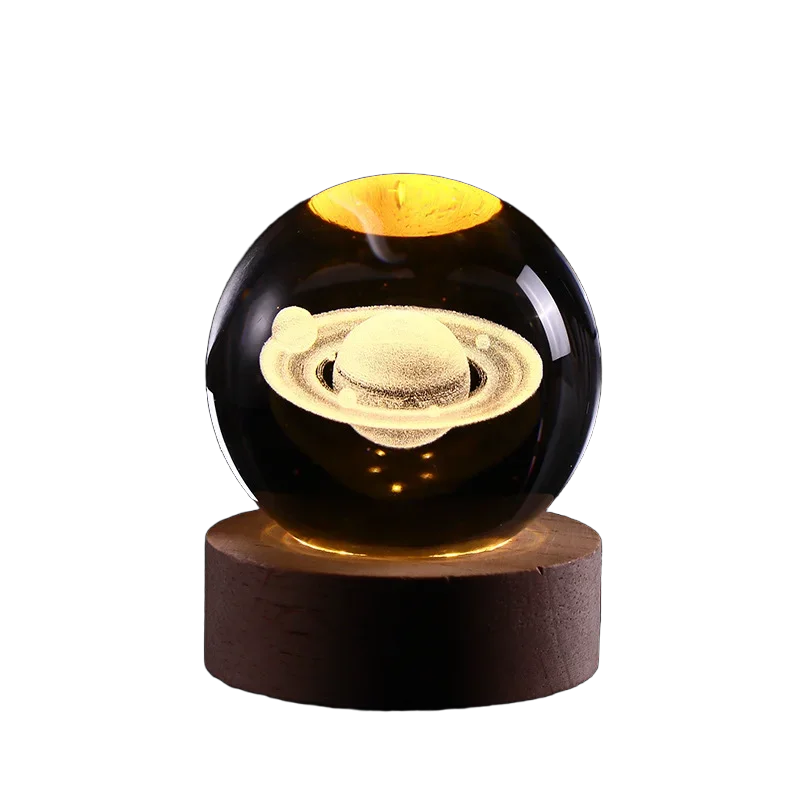 3D Crystal ball Crystal Planet Night Light DIY Laser Engraved Solar System Globe Astronomy Birthday Gift Home Desktop Decoration