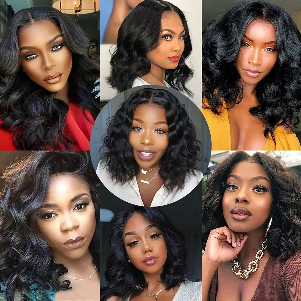 13x4 Body Wave Short Bob Lace Front Human Hair Wig 13x6 HD Transparent Lace Human Brazilian Hair Wigs For Black Women