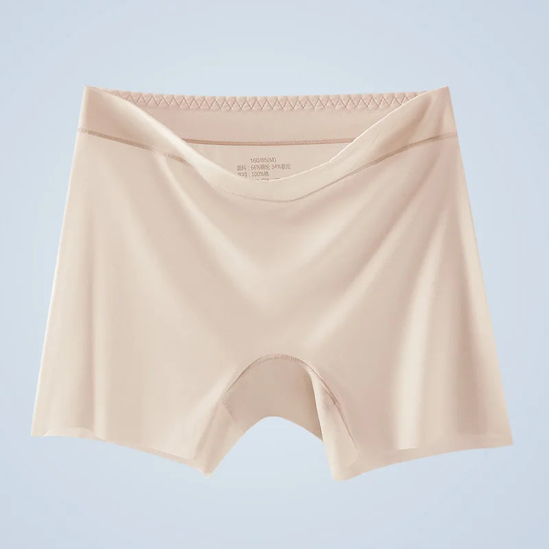 1pcs Summer Ice Silk Ultra-thin Quick-drying Boxer Brief Women Seamless High waist Panties Plus Size Female Safety Underwear
