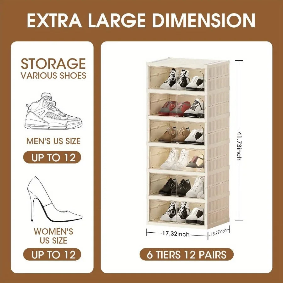 1pc Portable Shoe Storage Shoe Rack Closet with Magnetic Clear Door Home Storage Box Storage Box Sneaker Cabinet Storage Box