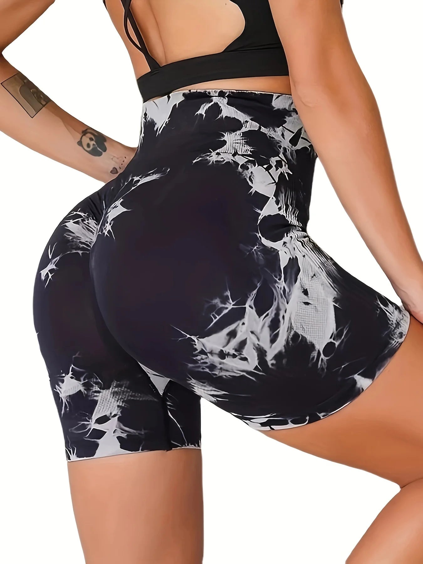 High-Waist Tie-Dye Yoga Shorts for Women-Seamless,Stretchy Activewear Womens Shorts Biker Shorts Sexy Girl Y2k Shorts Gym Shorts