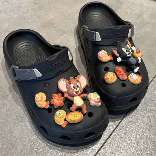 Funny MINISO Cartoon Jerry Shoe Charms Accessories Anime Shoe Decoration for Clog Sandal Buckle Holiday Party Gifts