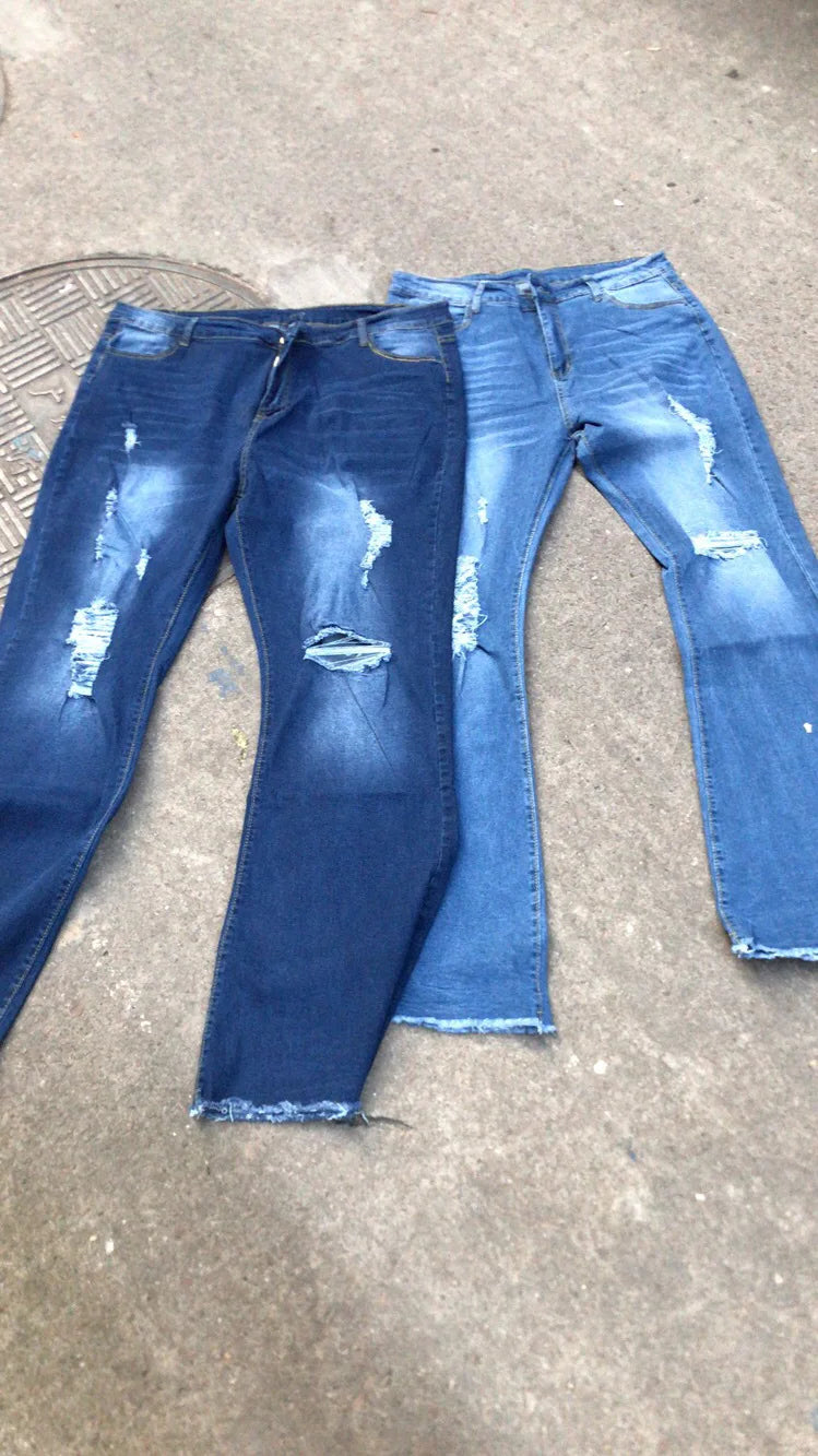 2025 Spring New High Waist Ripped Flared Jeans For Women Fashion Stretch Slim Denim Pants Casual Female Clothing S-3XL Drop Ship