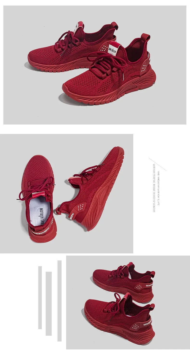 Women Fly Weave Mesh Breathable Sneakers 2023 New Flat Casual All-match White Sport Shoes Female Outdoor Running Shoes
