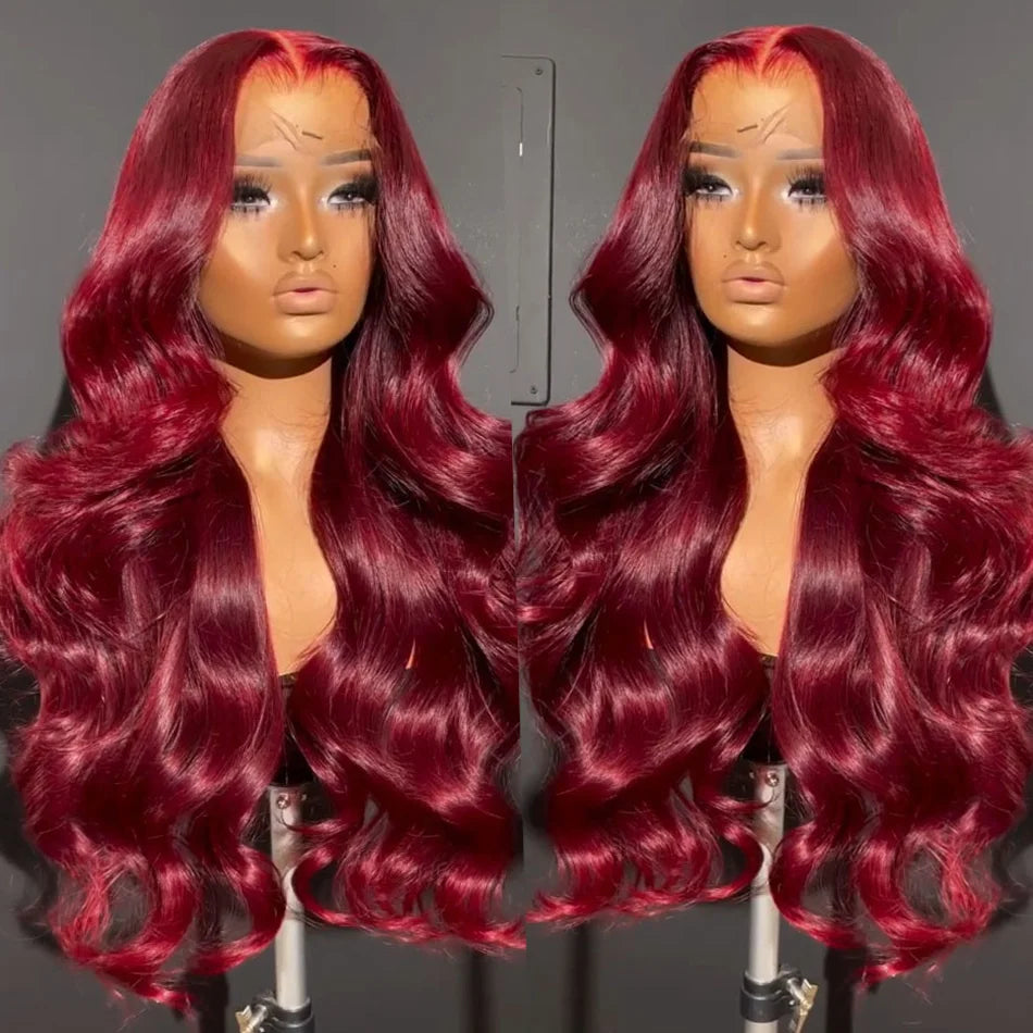 13x6 Lace Front Wigs Human Hair 200% Density 99j Burgundy Lace Front Wigs Human Hair 28 inch Body Wave Lace Front Wigs Brazilian
