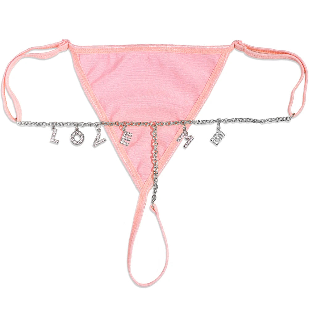 Colorful Customized Thong A-Z Letter Name Waist Body Chain For Women Sexy Underwear Bikini Panties DIY Body Jewelry Dropshipping