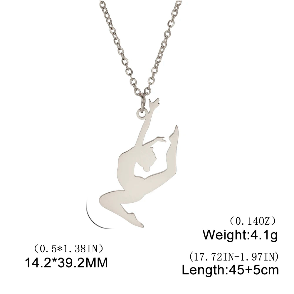 Rhythmic Gymnastics Necklace Women Trend 2025 Gymnast Stainless Steel Jewelry BFF Dancer Girl Sport Accessories Mother Day Gift