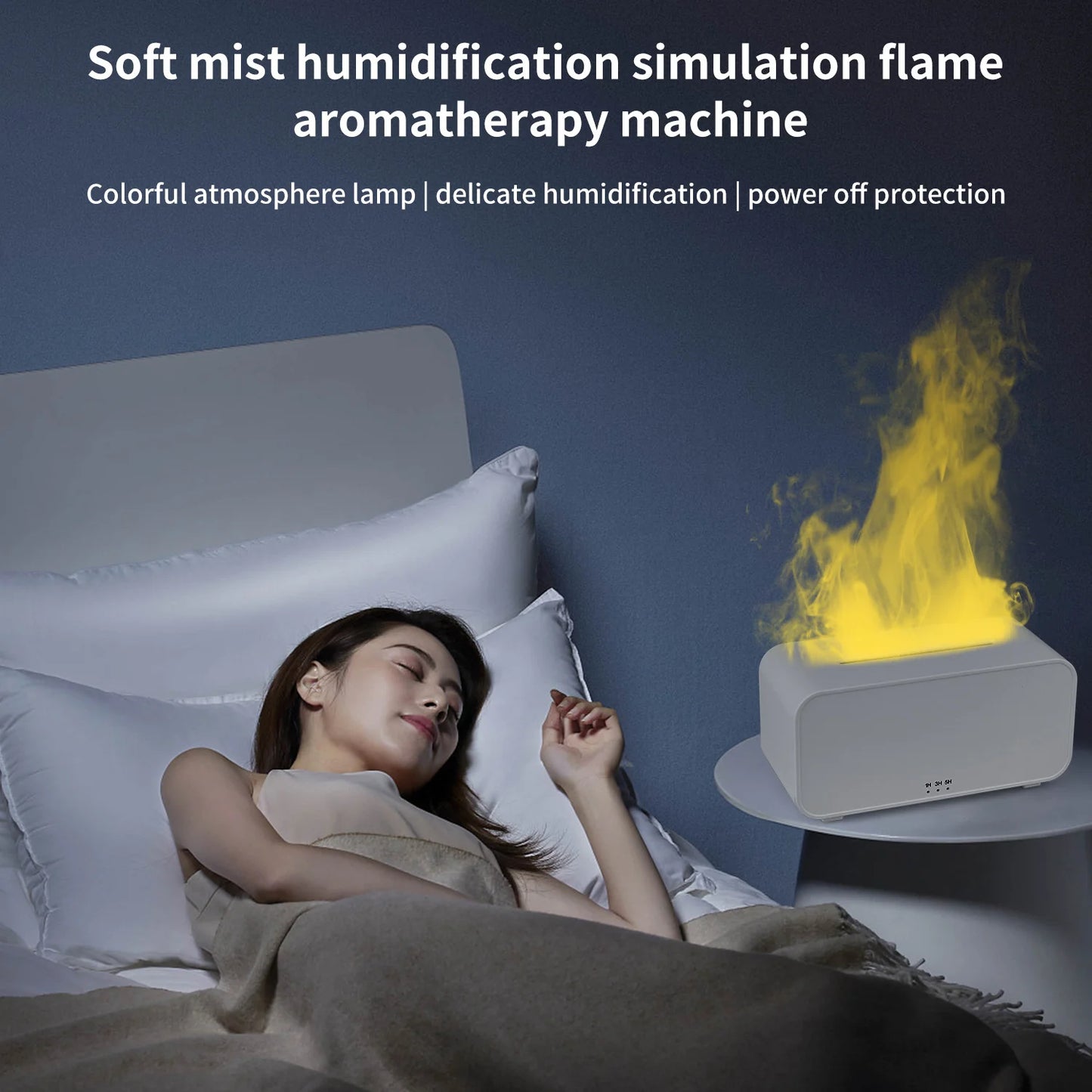 New Mini Desktop Simulation Flame Humidifier 7-Color Night Lights Can add Essential Oil Timing Setting USB Diffuser Aromatherapy