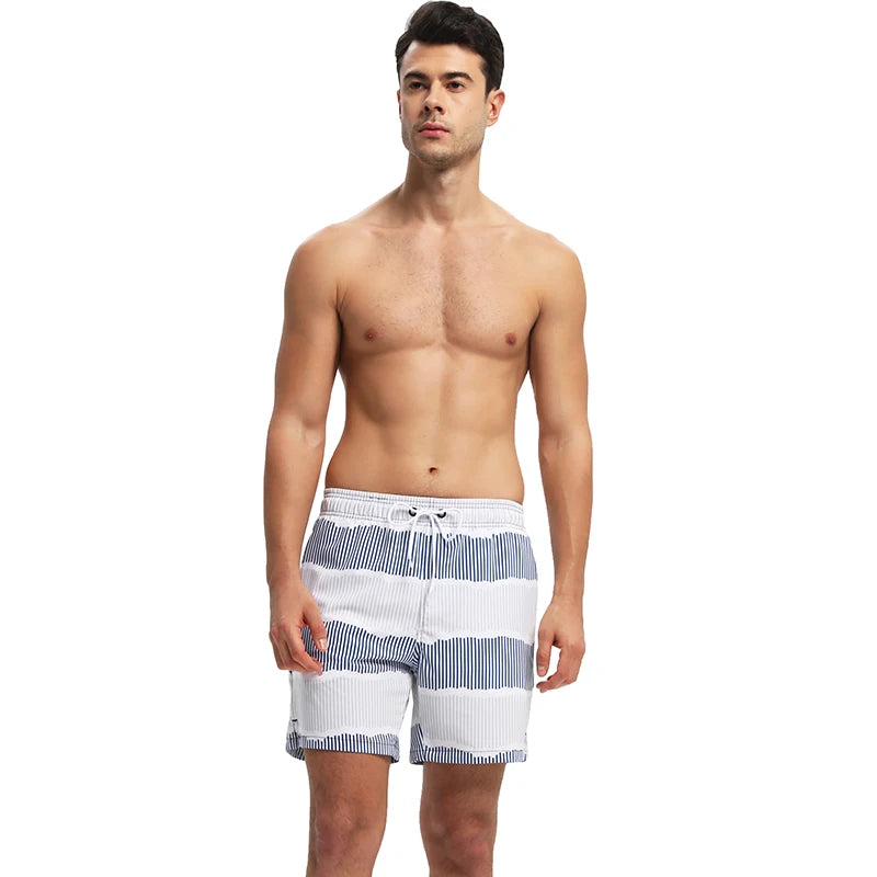 ESCATCH 2025 New Arrival Mens Swimming Trunks Compression Liner 2 in 1 Printing Quick-Dry Gym Sports Mens Shorts Zipper Pockets