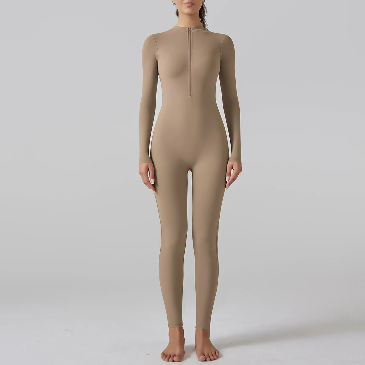 Yoga Set Women's Jumpsuits One-Piece Suit Leggings Zipper Long Sleeve Gym Push Up Workout Clothes Fitness Bodysuit Sportswear