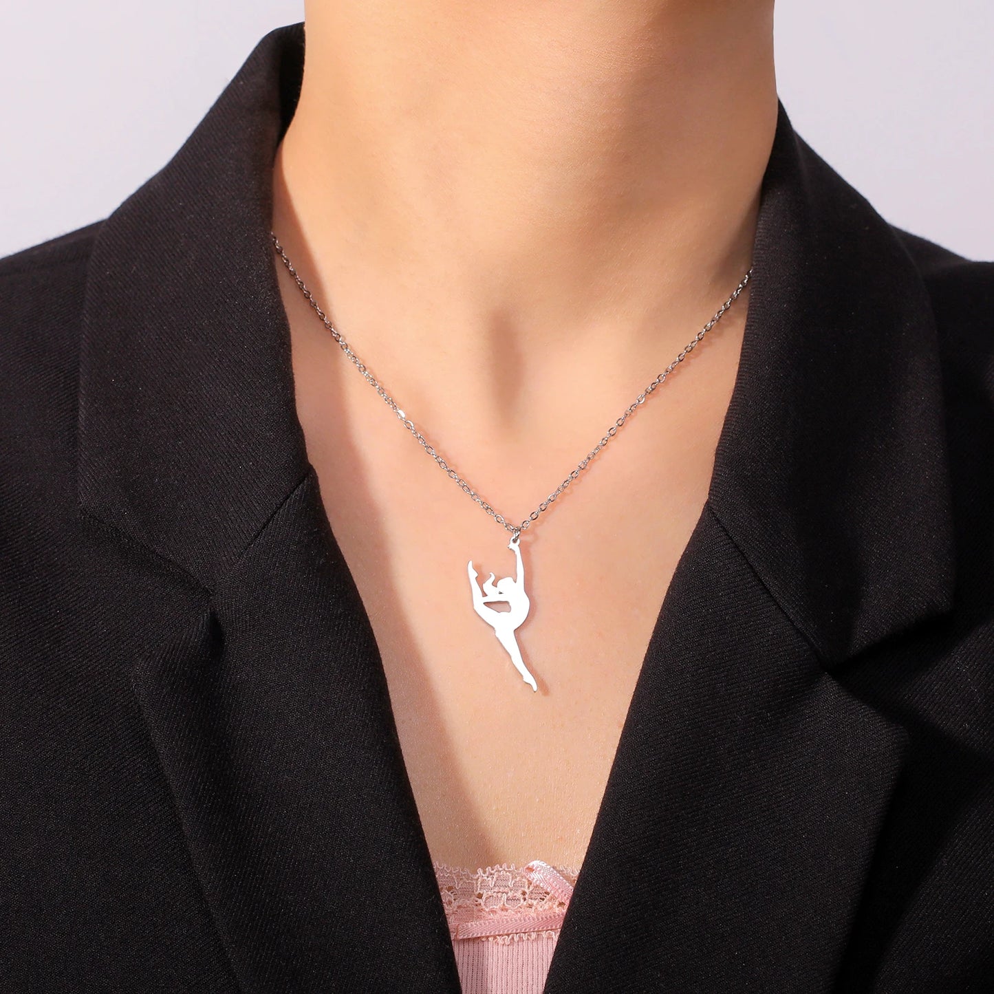 Rhythmic Gymnastics Necklace Women Trend 2025 Gymnast Stainless Steel Jewelry BFF Dancer Girl Sport Accessories Mother Day Gift