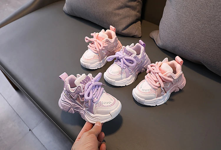 Children's Shoes 2024 New Toddler Girls Sport Shoes Soft Sole Breathable Outdoor Tennis Fashion Kids Sneakers EU21-30
