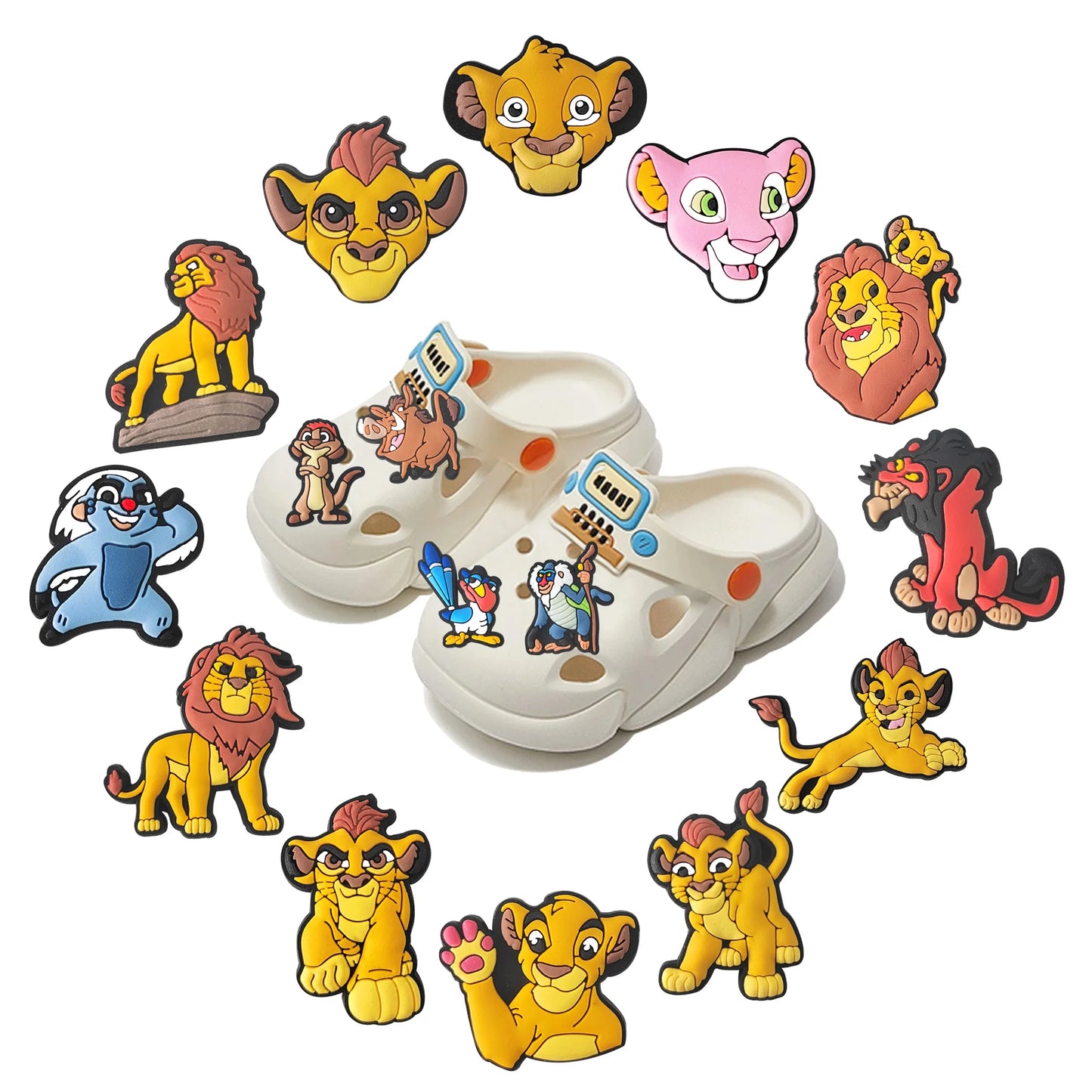 10-16pcs MINISO The Lion King Shoes Charms PVC Shoe Accessories DIY Shoe Buckle Clogs Sandal Decoration For Kids X-mas Gifts