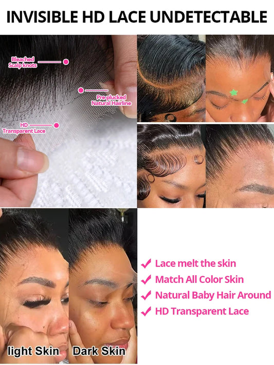 250 Density Curly 13x6 HD Lace Frontal Wigs Human Hair 40 46Inch Brazilian Deep Wave Transparent Lace Front Wig 100% Human Hair
