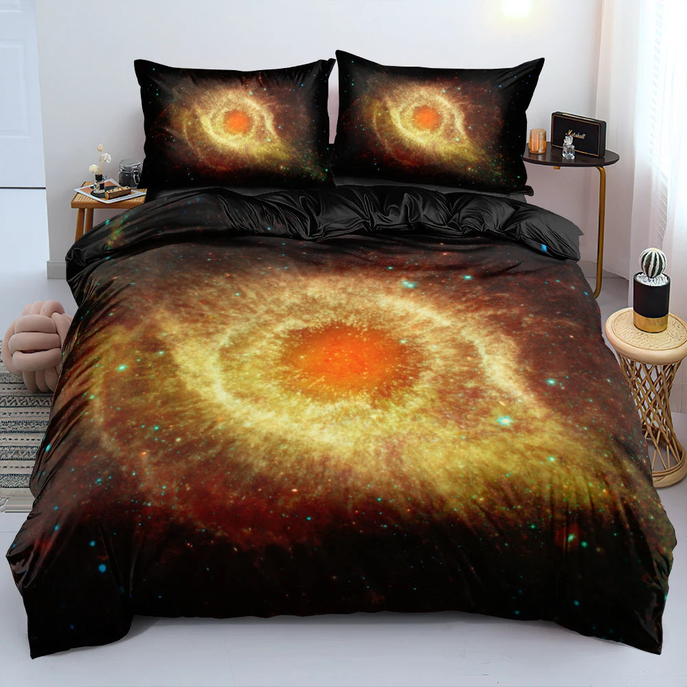 Luxury Galaxy Dark Blue Bedding Set Twin Full Queen King Size Duvet/Quilt Cover Set Shining Stars Starry Sky Comforter Cover