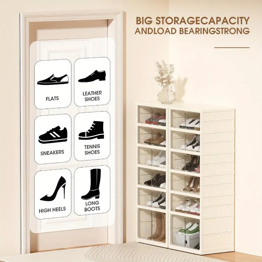 1pc Portable Shoe Storage Shoe Rack Closet with Magnetic Clear Door Home Storage Box Storage Box Sneaker Cabinet Storage Box