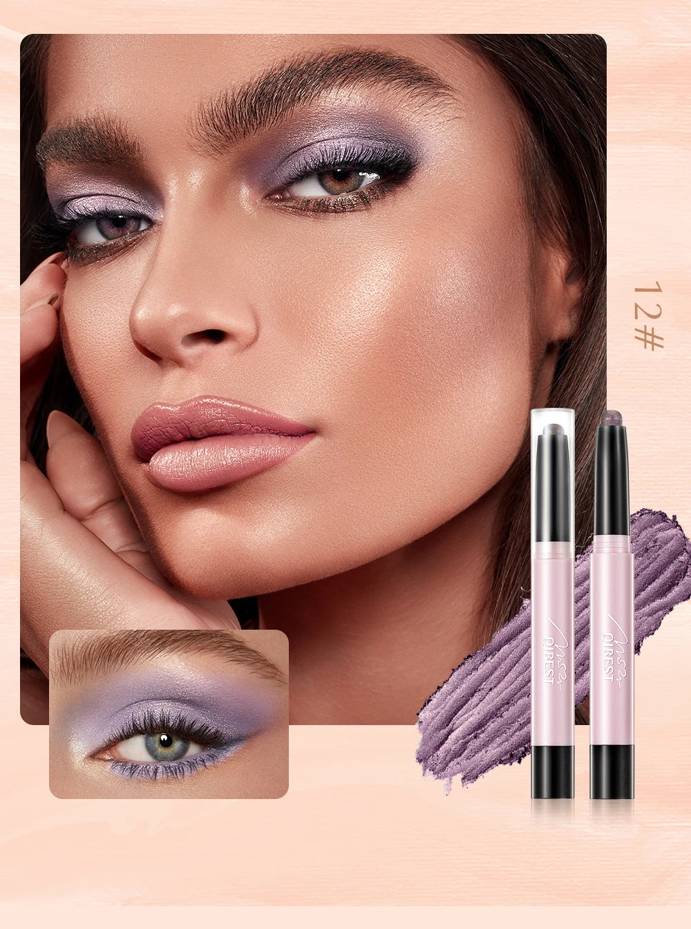 12 Colors Pearlescent Eyeshadow Pencil Waterproof Long Lasting Glitter Shimmer Eye Shadow Pen Eyeliner Stick Eyes Makeup Tools