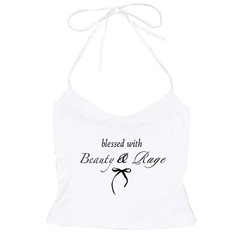 Women Y2k Tank Top Punk Harajuku Letter Print Goth Sexy Crop top Hip Hop Streetwear Sleeveless Top Punk Casual Sling Spice Girls