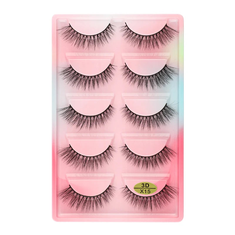 3/5 Pairs Fake Lashes Natural Long False Eyelashes Extension Fluffy 3D Mink Lashes Wispy Strip Eyelashes Makeup Tools maquillaje
