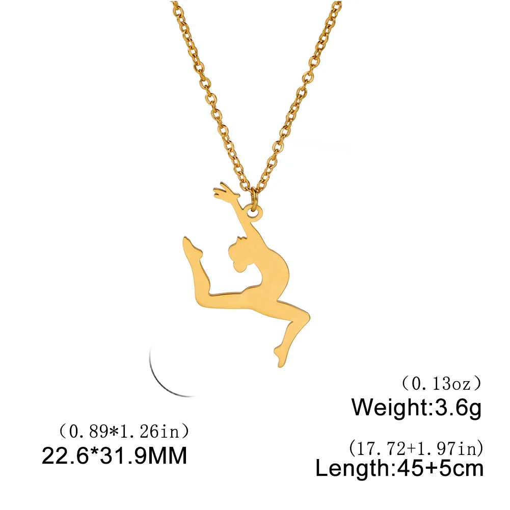 Rhythmic Gymnastics Necklace Women Trend 2025 Gymnast Stainless Steel Jewelry BFF Dancer Girl Sport Accessories Mother Day Gift