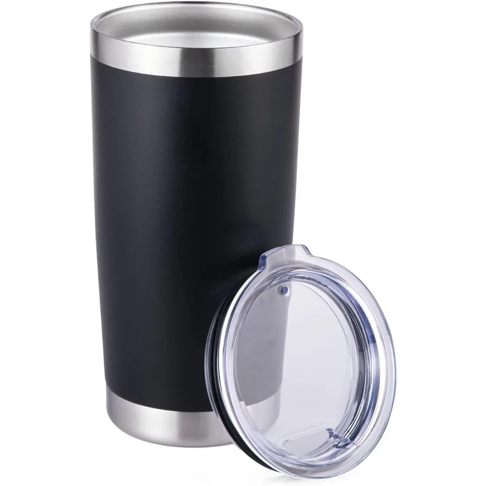 20oz Insulated Tumblers with Lid Stainless Steel Double Wall Tumbler Travel Coffee Cups Powder Coated Tapered Metal Thermal Mug