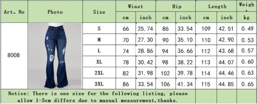 2025 Spring New High Waist Ripped Flared Jeans For Women Fashion Stretch Slim Denim Pants Casual Female Clothing S-3XL Drop Ship