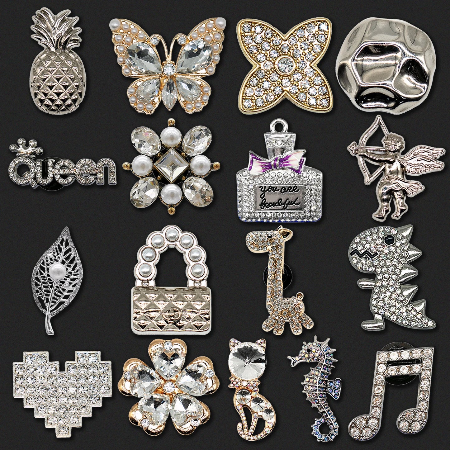 1pcs Butterfly Heart Designer Metal Shoe Charms Luxury Decorations for Sandal Pins for Women Girls Gifts Shoe Accessories