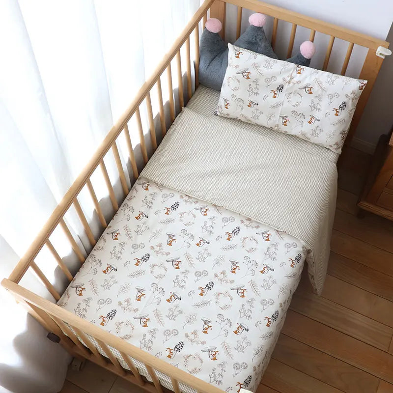 3Pcs Baby Bedding Set For Newborns Star Pattern Kid Bed Linen For Boy Pure Cotton Woven Crib Bedding Duvet Cover Pillocase Sheet