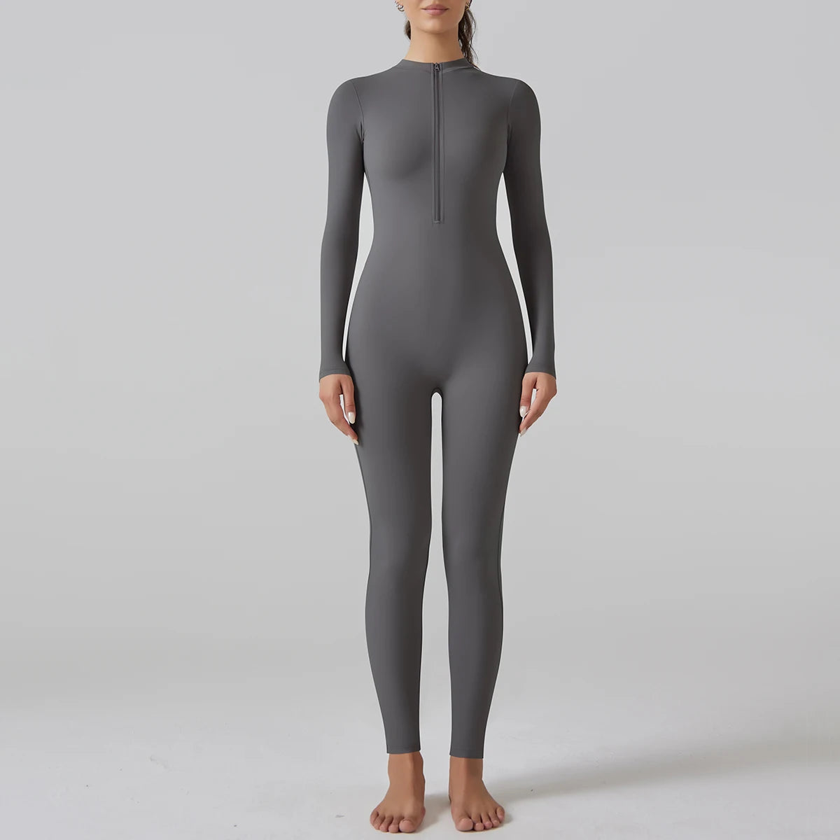 Yoga Set Women's Jumpsuits One-Piece Suit Leggings Zipper Long Sleeve Gym Push Up Workout Clothes Fitness Bodysuit Sportswear