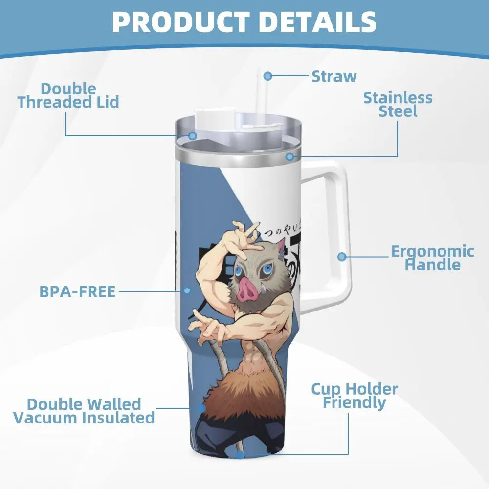 Demon Slayer 40 oz Tumbler with Handle and Straw Lid Stainless Steel Insulated Tumblers Travel