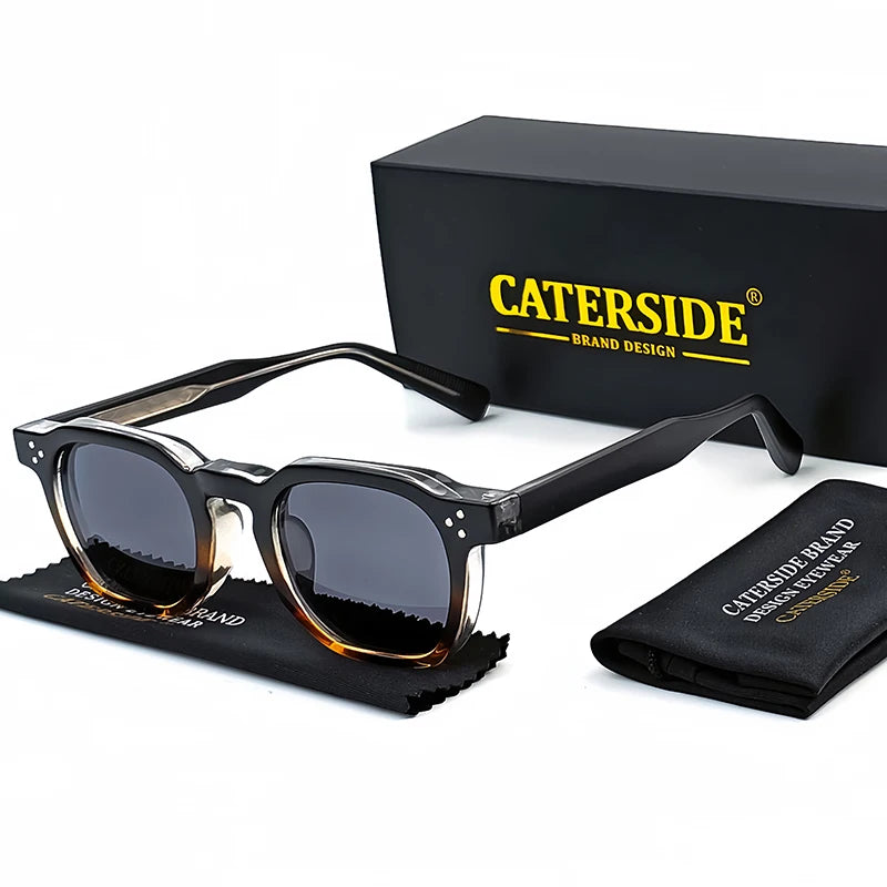 CATERSIDE Retro Square Men Sunglasses Punk Small Frame Personalized Design Sun Glasses Women Travel Party Business Festival Gift