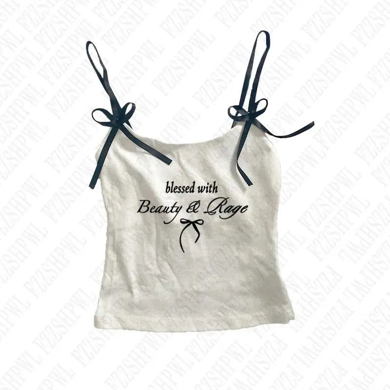 Women Y2k Tank Top Punk Harajuku Letter Print Goth Sexy Crop top Hip Hop Streetwear Sleeveless Top Punk Casual Sling Spice Girls