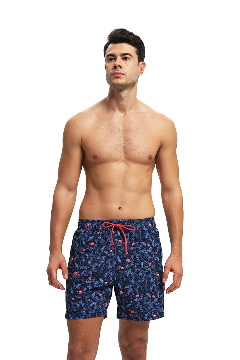 ESCATCH 2025 New Arrival Mens Swimming Trunks Compression Liner 2 in 1 Printing Quick-Dry Gym Sports Mens Shorts Zipper Pockets