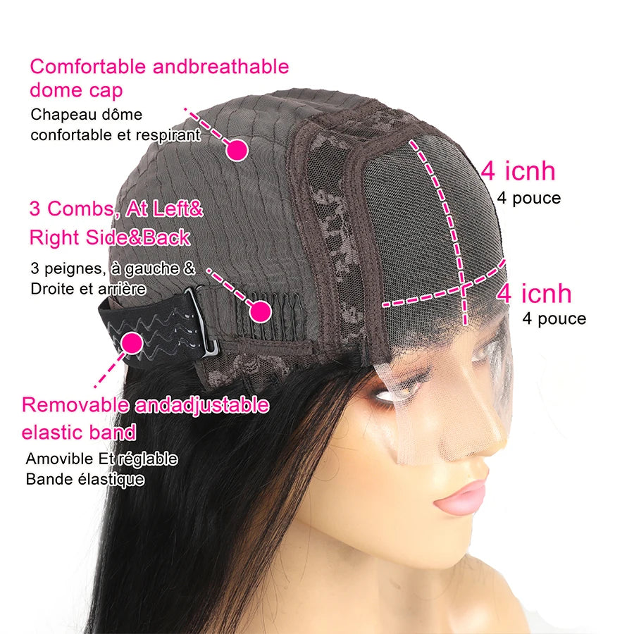 200 Density Transparent 13x6 Straight Lace Front Wig Brazilian Remy Human Hair 13x4 360 Lace Frontal Human Hair Wigs For Women