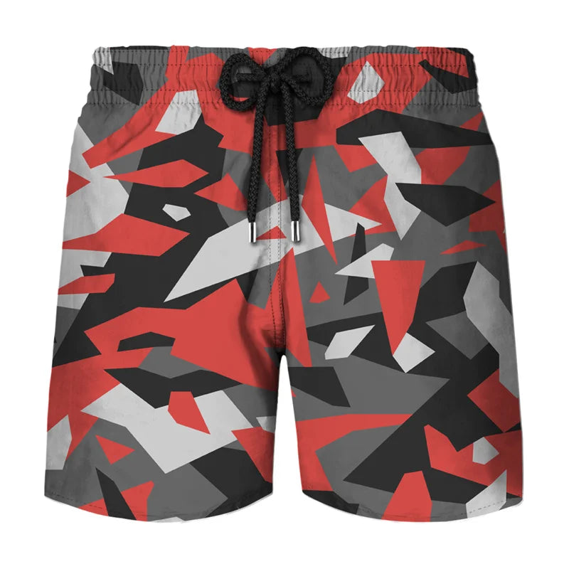 Camouflage Graphic Beach Shorts Men 3D Camo Gothic Skull Printed Swimming Trunks Sohier Army Vetern Military Fashion Short Pants